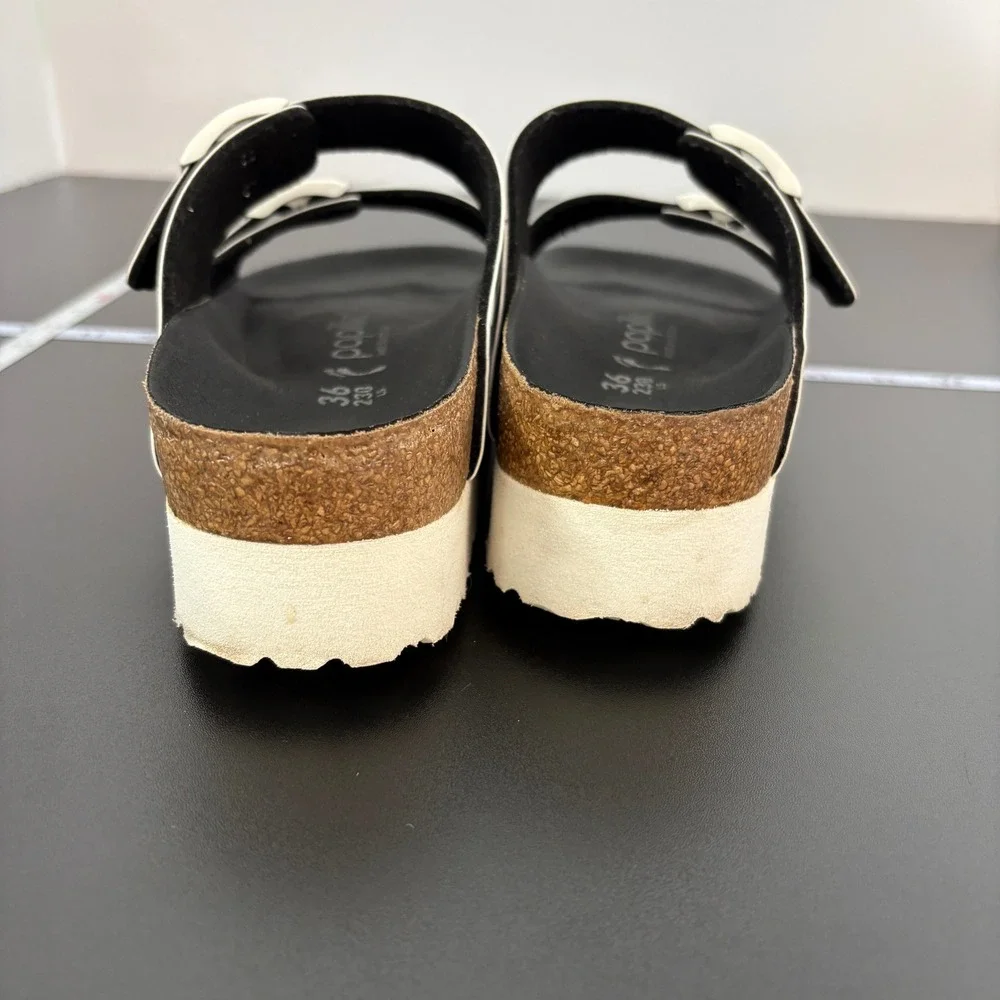 Papillio Women Sandals 36 (5) Black PolkaDot Arizona Platform Birkenstock Slides